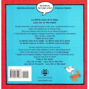 Lucy cat at the beach / La Gatita Lucia en la playa - Album bilingue anglais-espagnol - verso