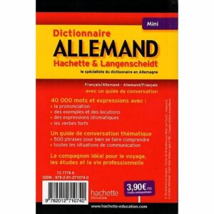 Mini dictionnaire bilingue allemand - verso
