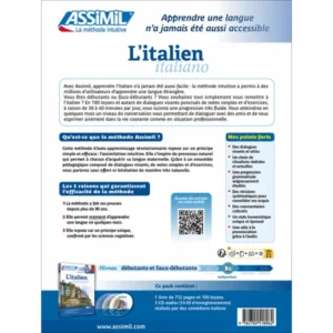 L'italien - Pack 1 livre + 3 CD - verso