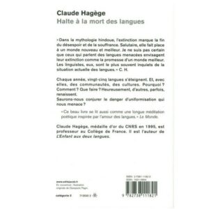 Halte à la mote des langues - Claude Hagège - verso