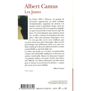 Les Justes - Albert Camus - verso