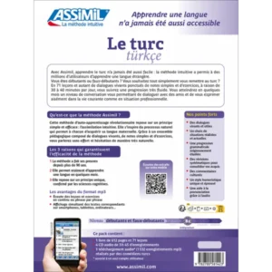 Le turc - superpack Livre + CD + téléchargement audio - Collection sans peine - Assimil - Verso